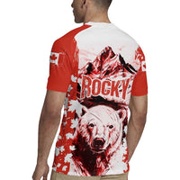 Canada Bear Rugby Jersey with Maple Leaf and Rocky Mountain Design