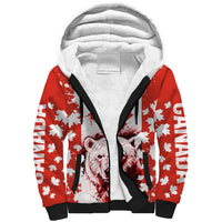Canada Bear Sherpa Hoodie with Maple Leaf and Rocky Mountain Design
