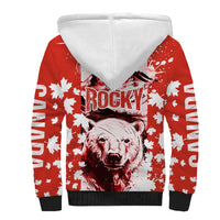 Canada Bear Sherpa Hoodie with Maple Leaf and Rocky Mountain Design