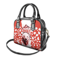 Canada Bear Shoulder Handbag with Maple Leaf and Rocky Mountain Design