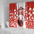 Canada Bear Shower Curtain with Maple Leaf and Rocky Mountain Design
