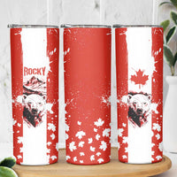 Canada Bear Skinny Tumbler with Maple Leaf and Rocky Mountain Design
