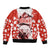 Canada Bear Sleeve Zip Bomber Jacket with Maple Leaf and Rocky Mountain Design