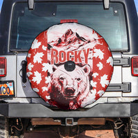 Canada Bear Spare Tire Cover with Maple Leaf and Rocky Mountain Design