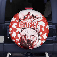 Canada Bear Spare Tire Cover with Maple Leaf and Rocky Mountain Design