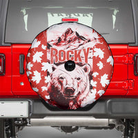 Canada Bear Spare Tire Cover with Maple Leaf and Rocky Mountain Design