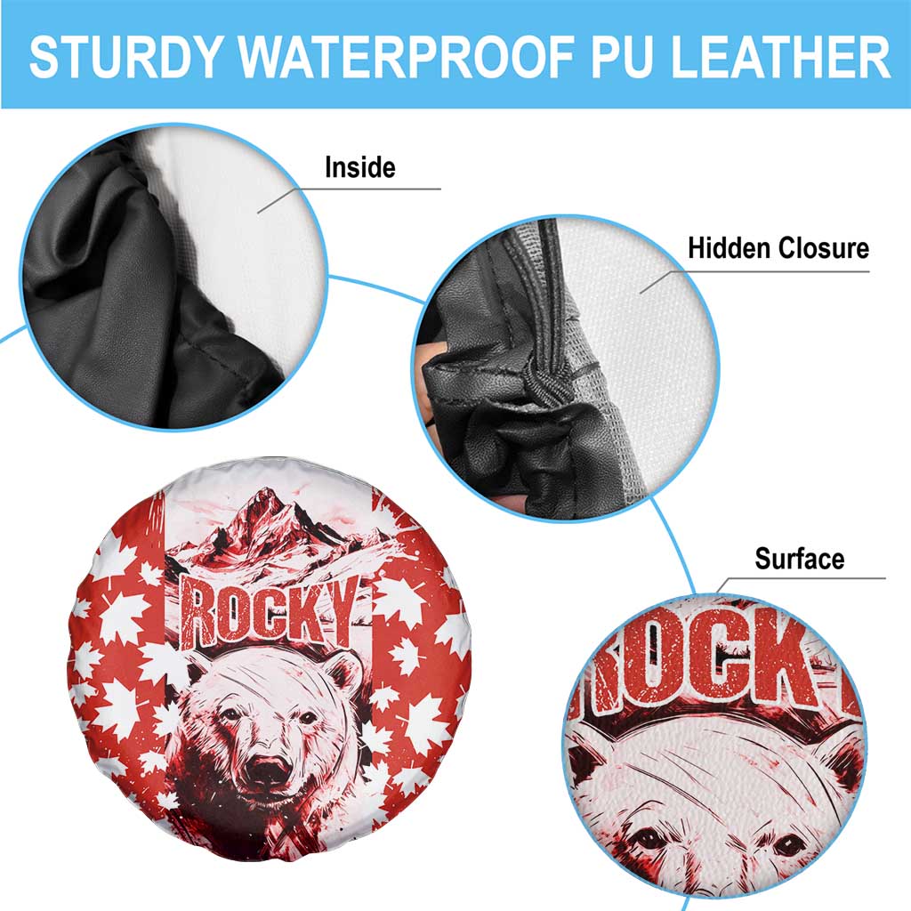 Canada Bear Spare Tire Cover with Maple Leaf and Rocky Mountain Design
