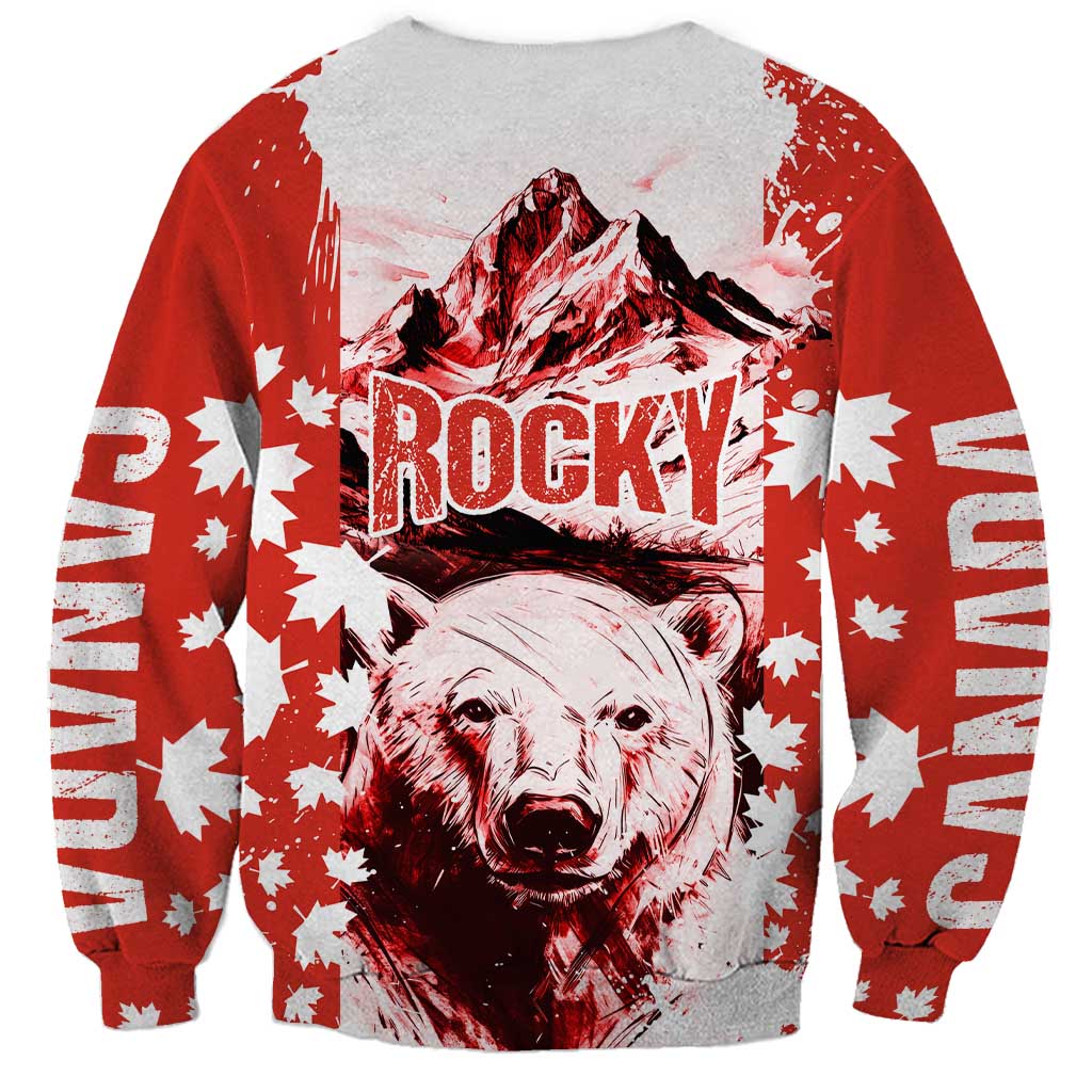 Canada Bear Sweatshirt with Maple Leaf and Rocky Mountain Design