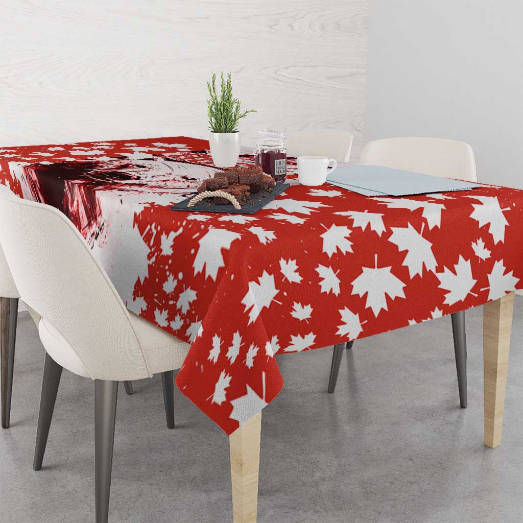 Canada Bear Tablecloth with Maple Leaf and Rocky Mountain Design
