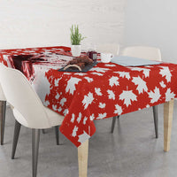 Canada Bear Tablecloth with Maple Leaf and Rocky Mountain Design