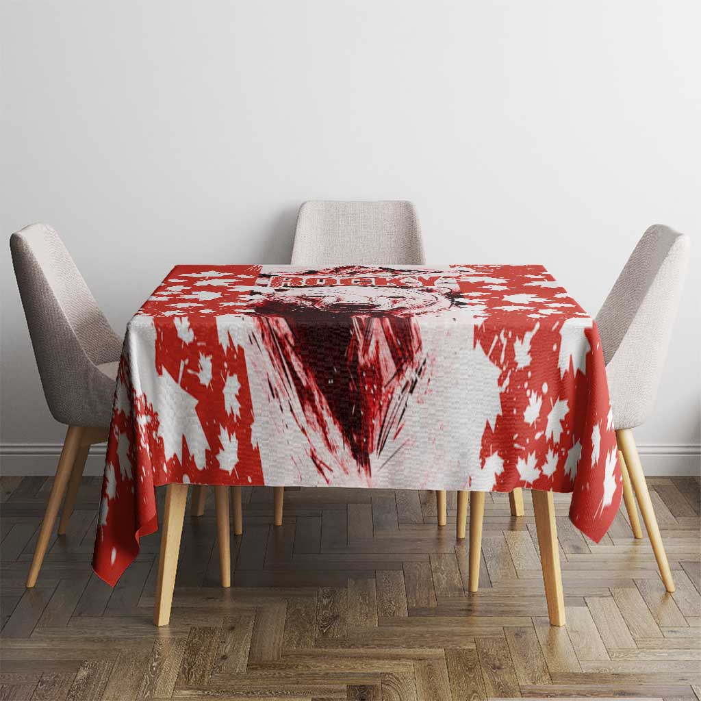 Canada Bear Tablecloth with Maple Leaf and Rocky Mountain Design