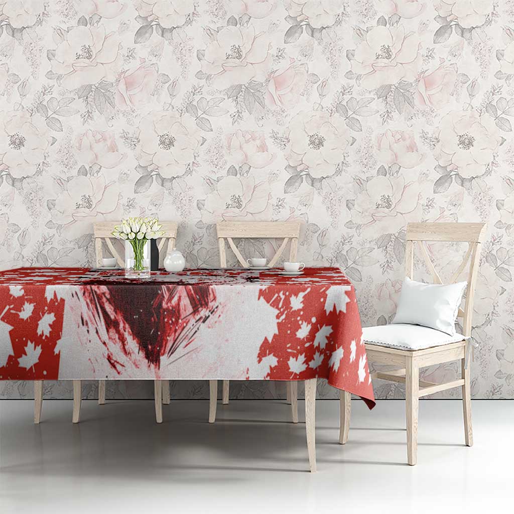 Canada Bear Tablecloth with Maple Leaf and Rocky Mountain Design