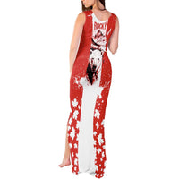 Canada Bear Tank Maxi Dress with Maple Leaf and Rocky Mountain Design