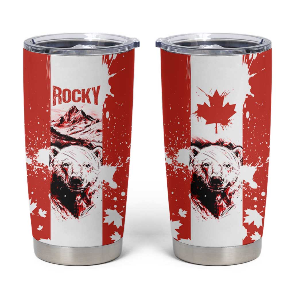 Canada Bear Tumbler Cup with Maple Leaf and Rocky Mountain Design
