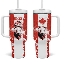 Canada Bear Tumbler With Handle with Maple Leaf and Rocky Mountain Design