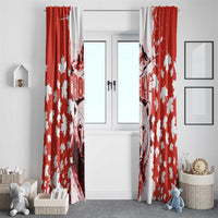 Canada Bear Window Curtain with Maple Leaf and Rocky Mountain Design