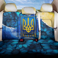 Trident Emblem Ukraine Back Car Seat Cover with Blue Sunflowers and Flag Colors Design