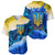 Trident Emblem Ukraine Baseball Jersey with Blue Sunflowers and Flag Colors Design