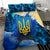 Trident Emblem Ukraine Bedding Set with Blue Sunflowers and Flag Colors Design