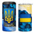 Trident Emblem Ukraine 4 in 1 Can Cooler Tumbler with Blue Sunflowers and Flag Colors Design