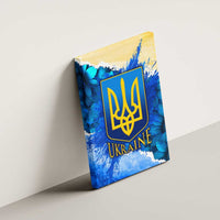 Trident Emblem Ukraine Canvas Wall Art with Blue Sunflowers and Flag Colors Design