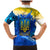 Trident Emblem Ukraine Family Matching Mermaid Dress and Hawaiian Shirt with Blue Sunflowers and Flag Colors Design