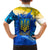 Trident Emblem Ukraine Family Matching Off Shoulder Maxi Dress and Hawaiian Shirt with Blue Sunflowers and Flag Colors Design