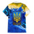 Trident Emblem Ukraine Family Matching Off Shoulder Maxi Dress and Hawaiian Shirt with Blue Sunflowers and Flag Colors Design