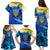 Trident Emblem Ukraine Family Matching Puletasi and Hawaiian Shirt with Blue Sunflowers and Flag Colors Design