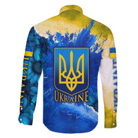 Trident Emblem Ukraine Family Matching Puletasi and Hawaiian Shirt with Blue Sunflowers and Flag Colors Design