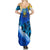 Trident Emblem Ukraine Family Matching Summer Maxi Dress and Hawaiian Shirt with Blue Sunflowers and Flag Colors Design