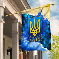 Trident Emblem Ukraine Garden Flag with Blue Sunflowers and Flag Colors Design