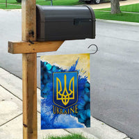 Trident Emblem Ukraine Garden Flag with Blue Sunflowers and Flag Colors Design