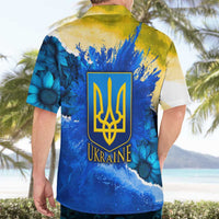 Trident Emblem Ukraine Hawaiian Shirt with Blue Sunflowers and Flag Colors Design