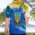Trident Emblem Ukraine Hawaiian Shirt with Blue Sunflowers and Flag Colors Design