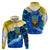 Trident Emblem Ukraine Hoodie with Blue Sunflowers and Flag Colors Design
