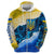 Trident Emblem Ukraine Hoodie with Blue Sunflowers and Flag Colors Design