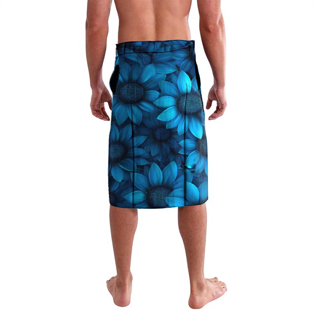 Trident Emblem Ukraine Lavalava with Blue Sunflowers and Flag Colors Design