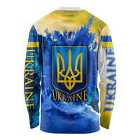 Trident Emblem Ukraine Long Sleeve Shirt with Blue Sunflowers and Flag Colors Design