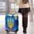 Trident Emblem Ukraine Luggage Cover with Blue Sunflowers and Flag Colors Design