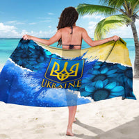 Trident Emblem Ukraine Sarong with Blue Sunflowers and Flag Colors Design