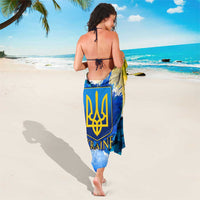 Trident Emblem Ukraine Sarong with Blue Sunflowers and Flag Colors Design