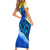 Trident Emblem Ukraine Short Sleeve Bodycon Dress with Blue Sunflowers and Flag Colors Design