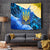 Trident Emblem Ukraine Tapestry with Blue Sunflowers and Flag Colors Design