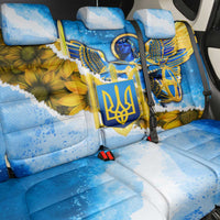 Ukraine Archangel Michael Back Car Seat Cover with Trident Emblem and Sunflowers Design