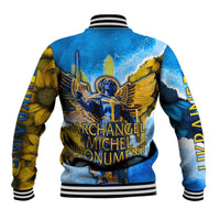 Ukraine Archangel Michael Baseball Jacket with Trident Emblem and Sunflowers Design