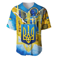 Ukraine Archangel Michael Baseball Jersey with Trident Emblem and Sunflowers Design