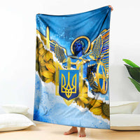 Ukraine Archangel Michael Blanket with Trident Emblem and Sunflowers Design