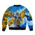 Ukraine Archangel Michael Bomber Jacket with Trident Emblem and Sunflowers Design