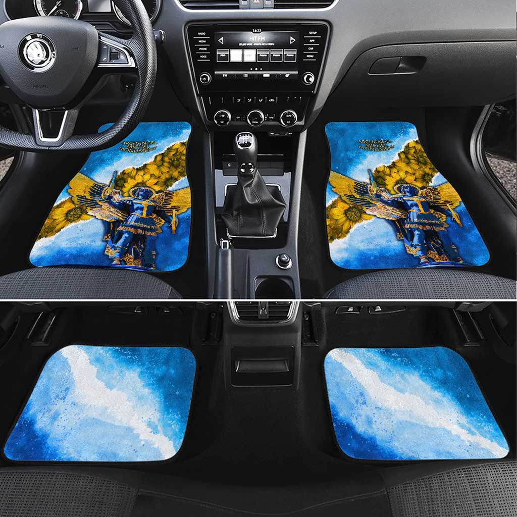 Ukraine Archangel Michael Car Mats with Trident Emblem and Sunflowers Design